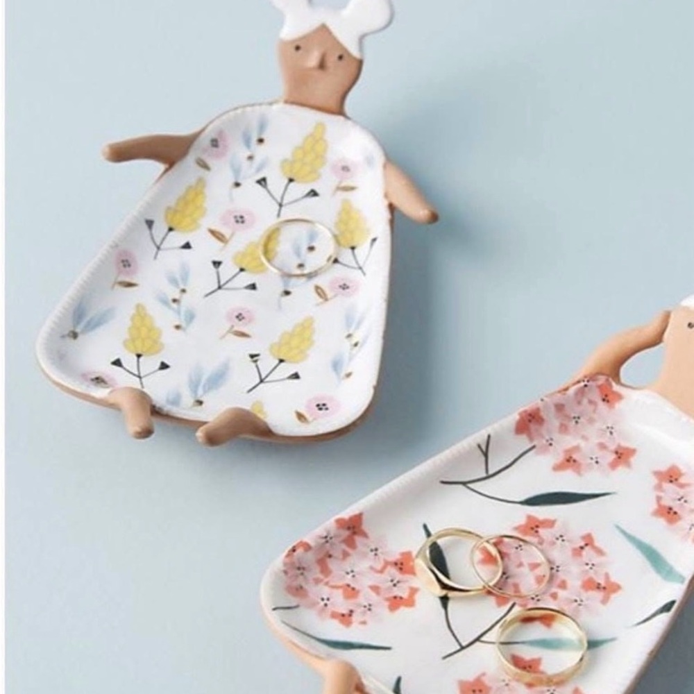 Anthropologie Cottage Arita Ladylike Pastel Floral Ceramic Jewelry Trinket Dish